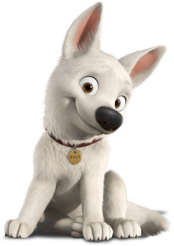Bolt de la película Bolt un perro fuera de serie sonriendo y posando